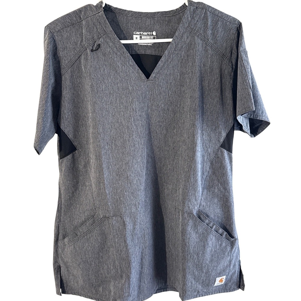 Carhartt Force Scrub Set Womens Medium Grey V-Neck Top Cargo Pants Heather - Picture 4 of 13